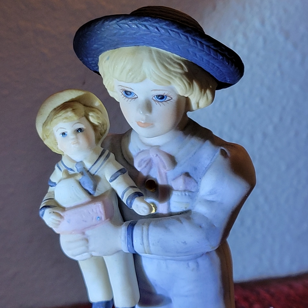 VINTAGE PORCELAIN BOY WITH DOLL FIGURINE "PAUL" BY JAN HAGARA #8864